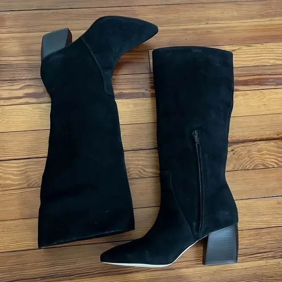Botkier Sharon Black Suede Knee Boots - Size 8.5