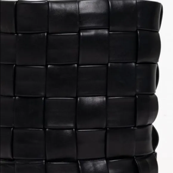 Brand new Black wedge woven style leather boots