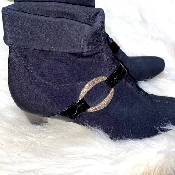 Brighton size 6 medium black kitten heel ankle boots