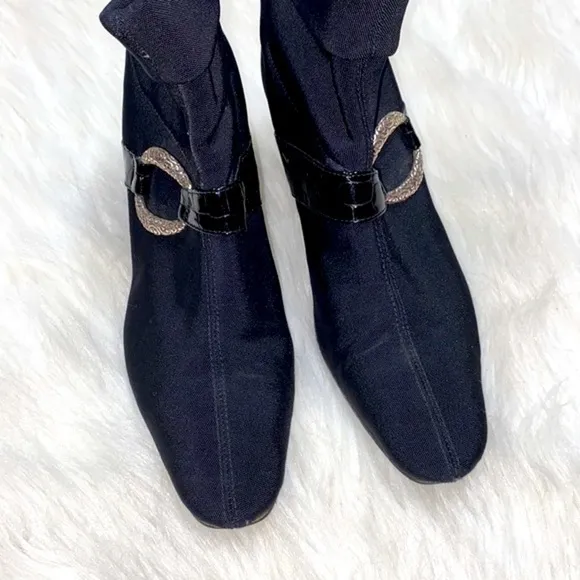 Brighton size 6 medium black kitten heel ankle boots