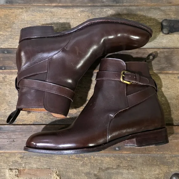 Brooks Brothers Jodphur Soft Leather Ankle Chelsea Riding Boots w/Buckle Closure