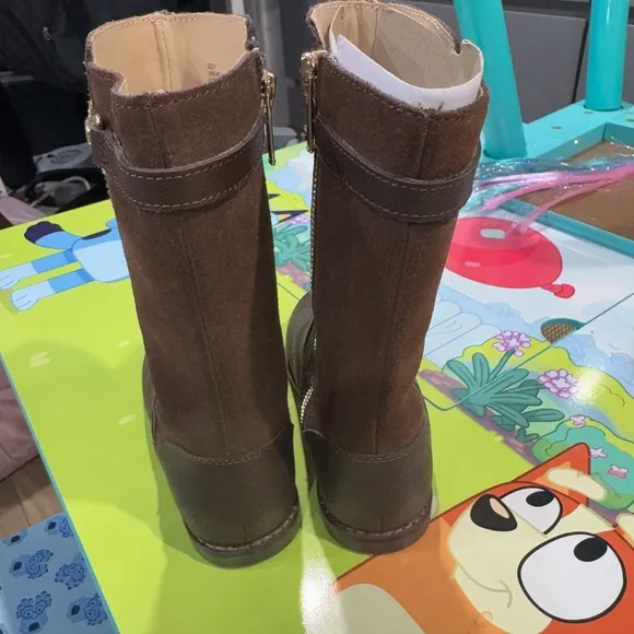 Brown Leather Boots with Gold Buckle worn twice