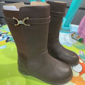 Brown Leather Boots with Gold Buckle worn twice
