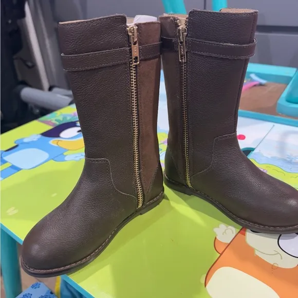 Brown Leather Boots with Gold Buckle worn twice