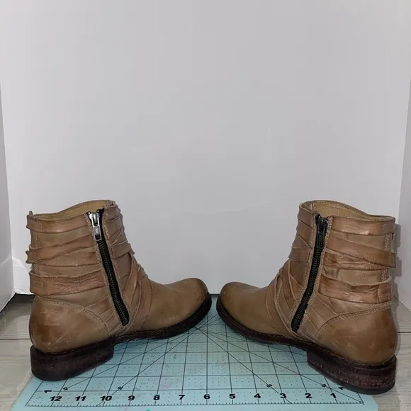 Brown Leather Buckle Boots