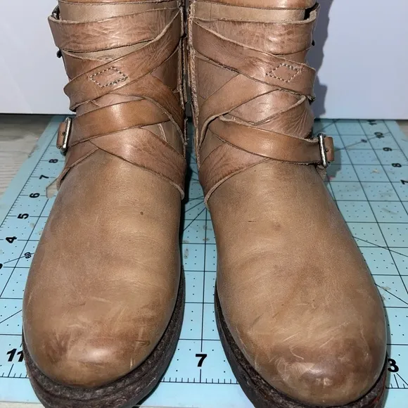 Brown Leather Buckle Boots