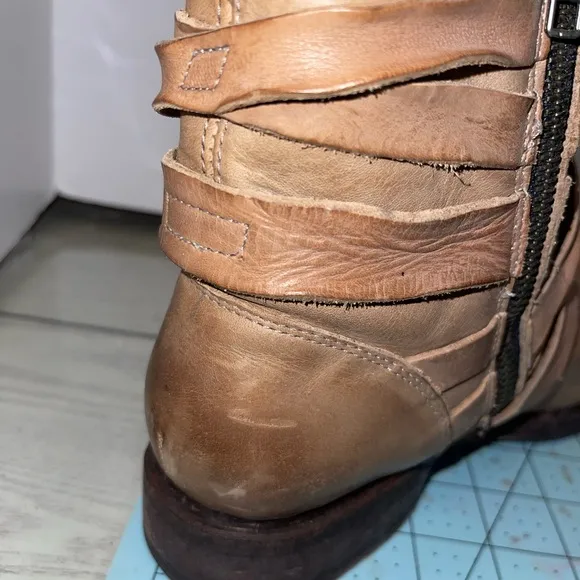 Brown Leather Buckle Boots