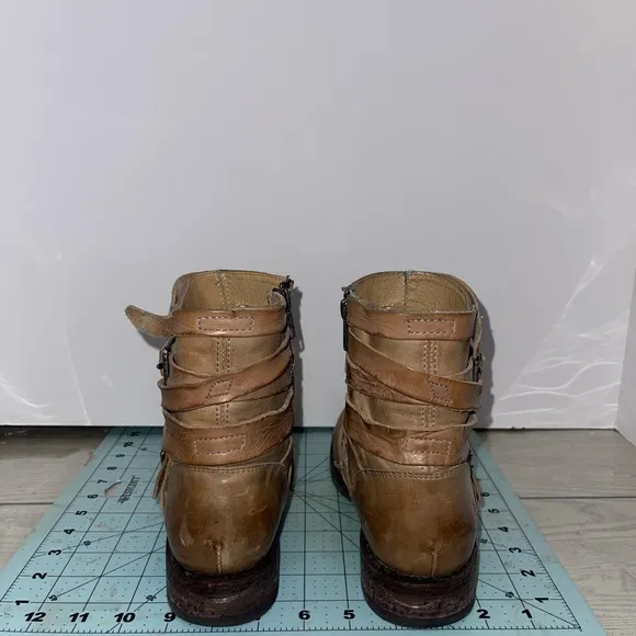 Brown Leather Buckle Boots