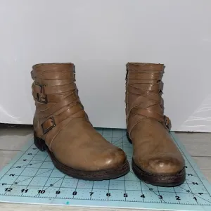 Brown Leather Buckle Boots