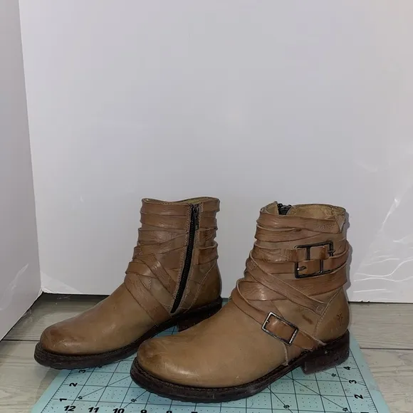 Brown Leather Buckle Boots