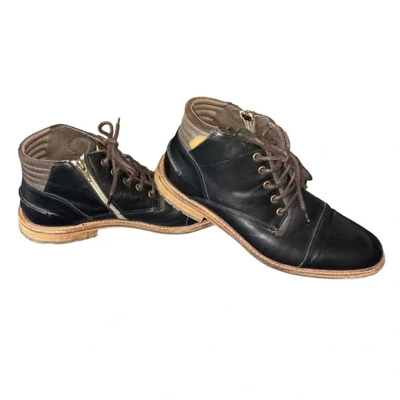 Bull Boxer Mens Holten Dark Leather Chukka Boots US Size 12 Black Dark Brown