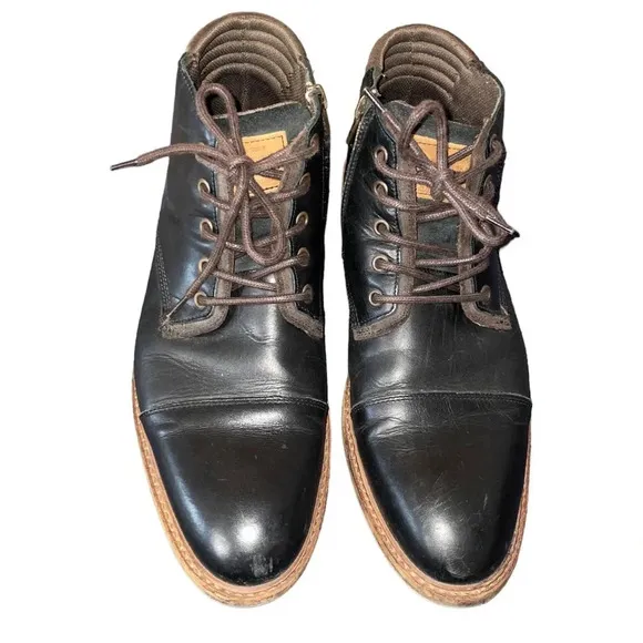 Bull Boxer Mens Holten Dark Leather Chukka Boots US Size 12 Black Dark Brown