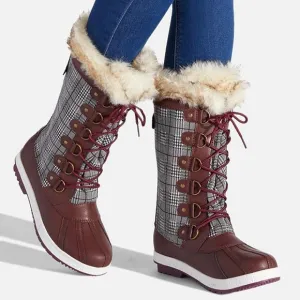 💎Burgundy Plaid Winter Boots💎