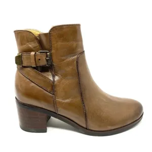 Bussola New York Leather Ankle Block Heel Boots in Nevada Fossil