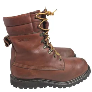 Cabela's Sidney Nebraska USA Men's 7 Cognac Brown Leather Outdoor Lace Up Boots