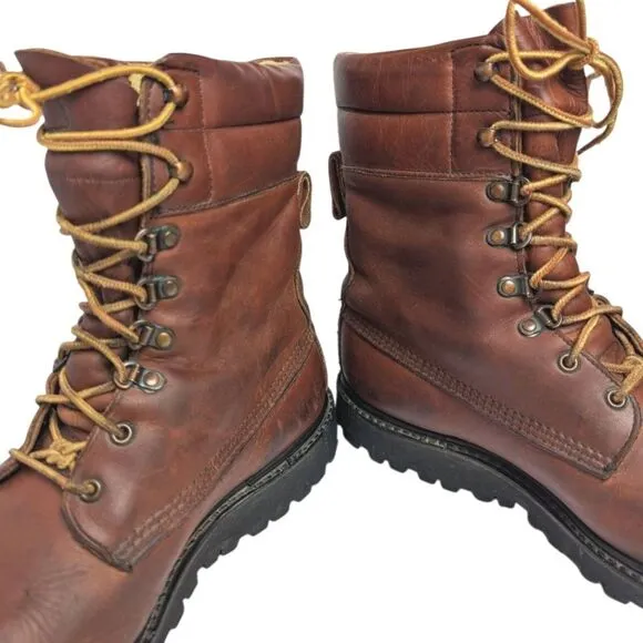 Cabela's Sidney Nebraska USA Men's 7 Cognac Brown Leather Outdoor Lace Up Boots