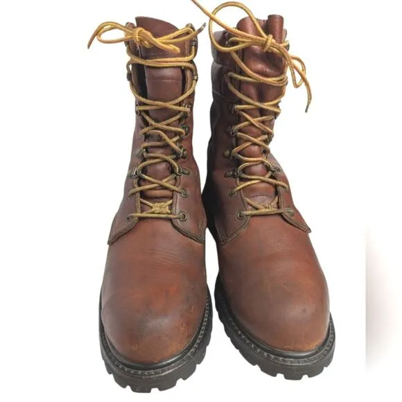 Cabela's Sidney Nebraska USA Men's 7 Cognac Brown Leather Outdoor Lace Up Boots