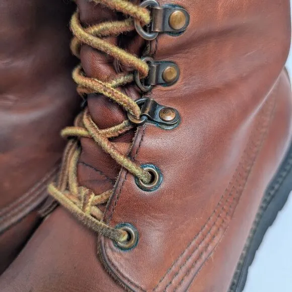 Cabela's Sidney Nebraska USA Men's 7 Cognac Brown Leather Outdoor Lace Up Boots
