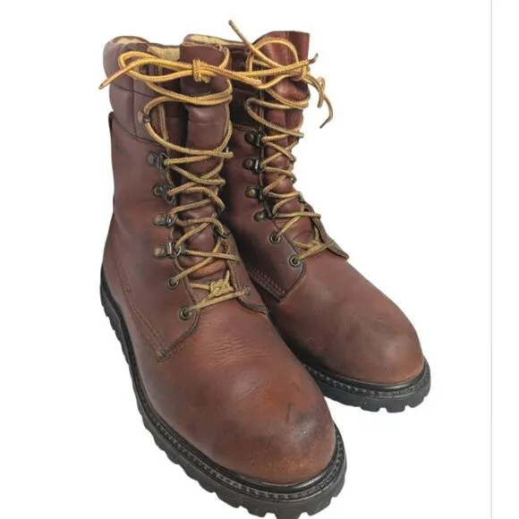 Cabela's Sidney Nebraska USA Men's 7 Cognac Brown Leather Outdoor Lace Up Boots