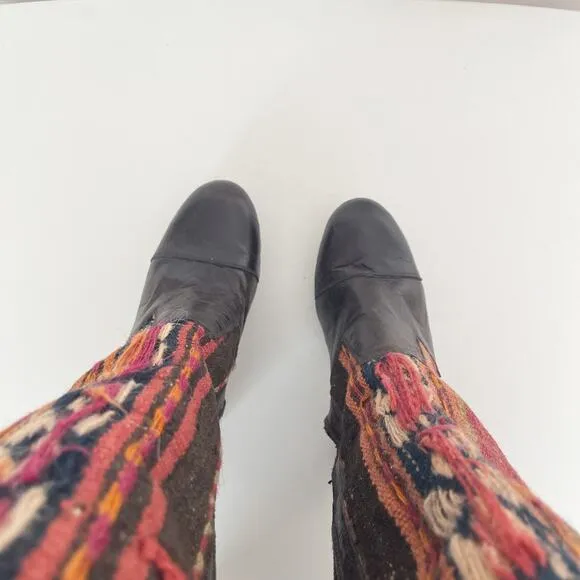Calleen Cordero Kilim Rug Wool Leather Heeled Boots Size 7.5