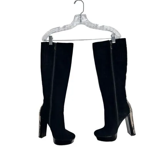 Calvin Klein Suede knee high snake print boots sz 6.5