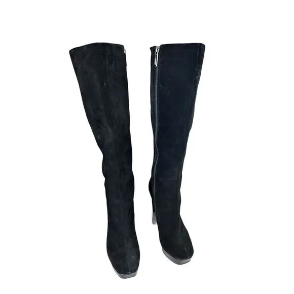Calvin Klein Suede knee high snake print boots sz 6.5