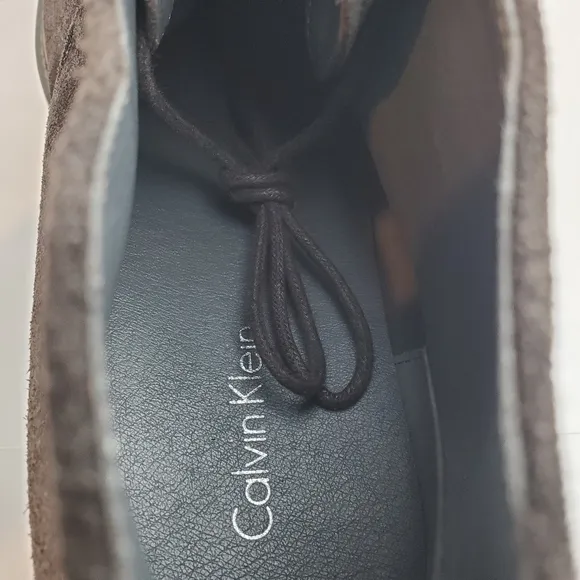 Calvin Klein Suede Leather Dark Brown Boots Size 10.5M Mens Business Casual WOW