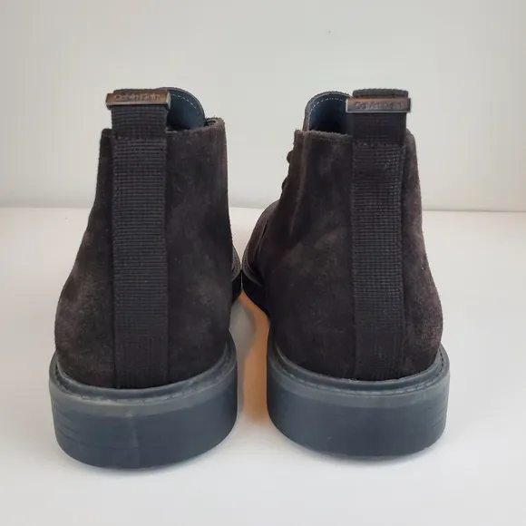 Calvin Klein Suede Leather Dark Brown Boots Size 10.5M Mens Business Casual WOW