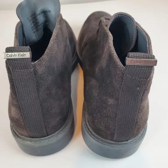 Calvin Klein Suede Leather Dark Brown Boots Size 10.5M Mens Business Casual WOW