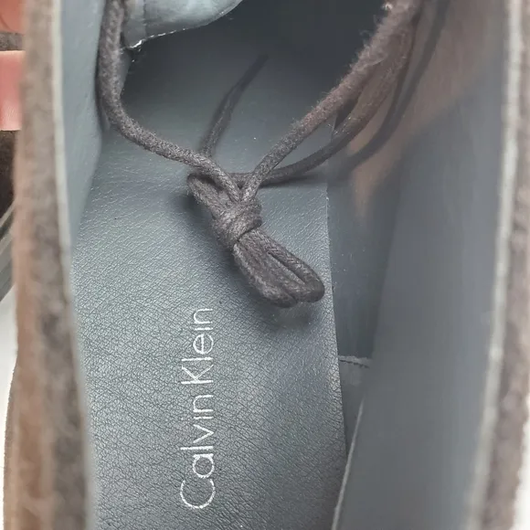 Calvin Klein Suede Leather Dark Brown Boots Size 10.5M Mens Business Casual WOW