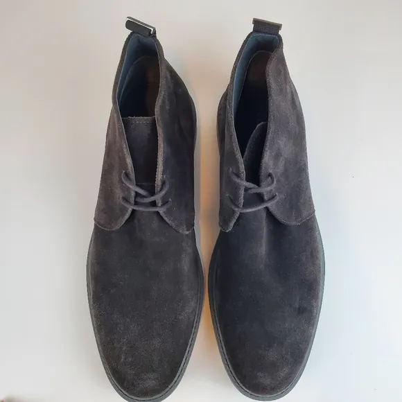 Calvin Klein Suede Leather Dark Brown Boots Size 10.5M Mens Business Casual WOW