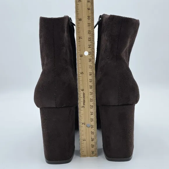 Calvin Klein Uda 2 Faux Suede Heeled Ankle Booties, Chocolate (Brown), Wmns 8.5M