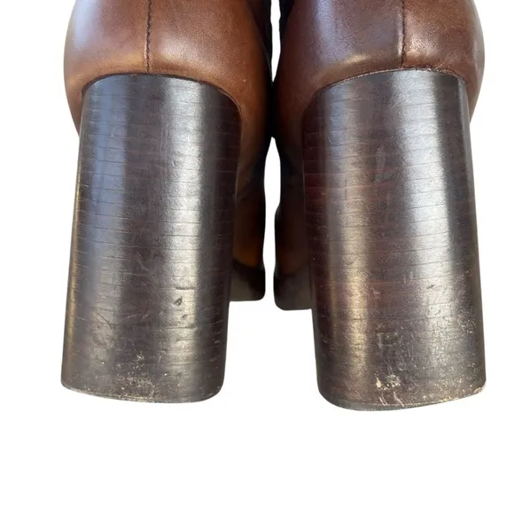 Candies 90s Y2K Chunky Funky Platform Boots Block Heel Boho Brown Sz 10 GUC READ