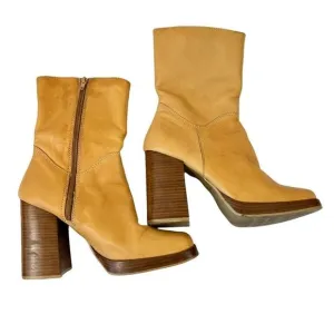 Candies Vintage Platform Chunky Heel Square Toe Boots