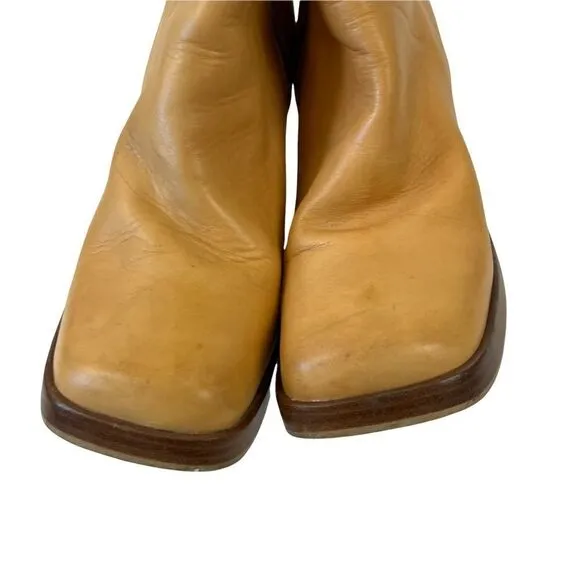 Candies Vintage Platform Chunky Heel Square Toe Boots