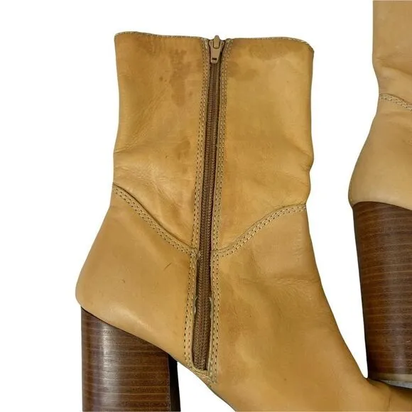 Candies Vintage Platform Chunky Heel Square Toe Boots
