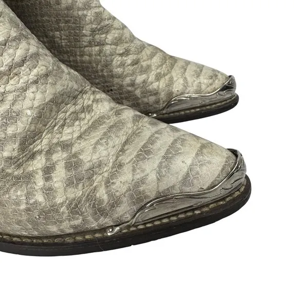 Capezio Womens Ivory and Brown Python &amp; Leather Western Boots Size 5.5M Cowgirl