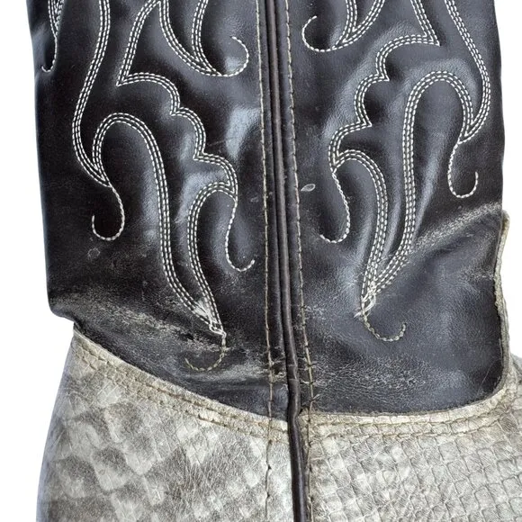 Capezio Womens Ivory and Brown Python &amp; Leather Western Boots Size 5.5M Cowgirl