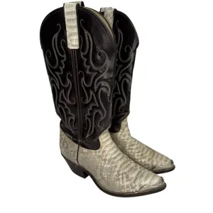 Capezio Womens Ivory and Brown Python &amp; Leather Western Boots Size 5.5M Cowgirl