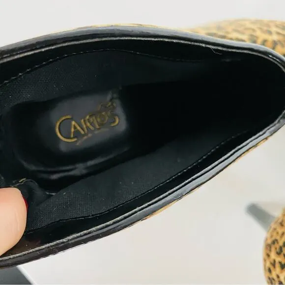CARLOS SANTANA Black Animal Leopard Print Stiletto Heel Ankle Boot Booties 9.5