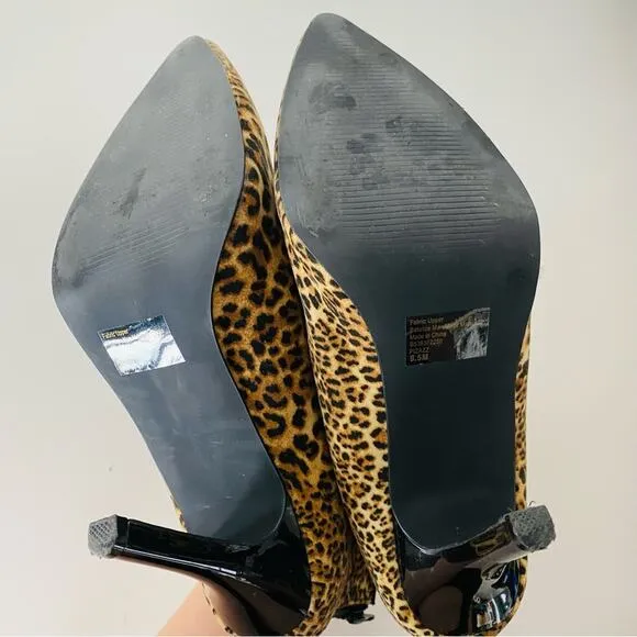 CARLOS SANTANA Black Animal Leopard Print Stiletto Heel Ankle Boot Booties 9.5