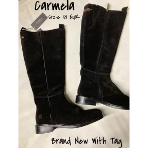 Carmela Women's Black Suede  Boots Size 38 New With Tag