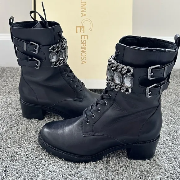 Carolina Espinosa Black Moto Boots