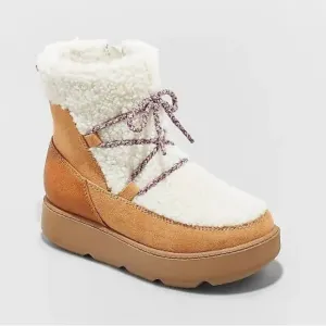 Cat &amp; Jack Girls' Arya Zipper Winter Shearling Style Boots