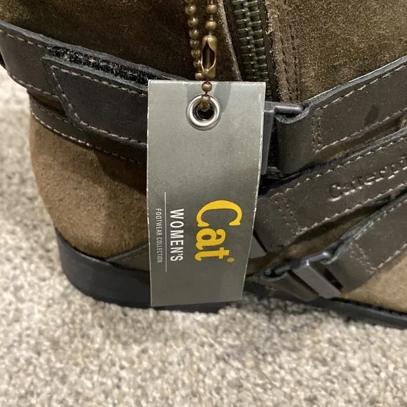 CAT Caterpillar Light Brown Suede Combat Ankle Boots - Size 7