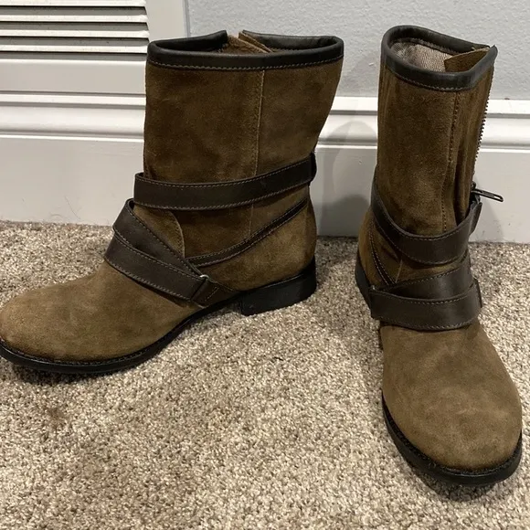 CAT Caterpillar Light Brown Suede Combat Ankle Boots - Size 7