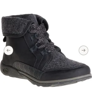 Chaco ‘Barbary’ Women’s Black Ankle Wool Fold Over Hiking/Walking Boots- SZ 8.5