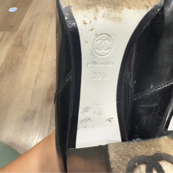 Chanel patent ankle booties