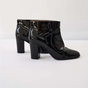 Chanel patent ankle booties