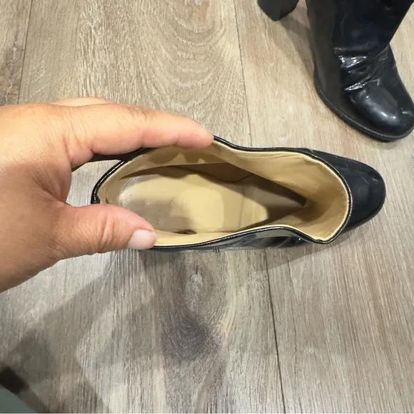 Chanel patent ankle booties
